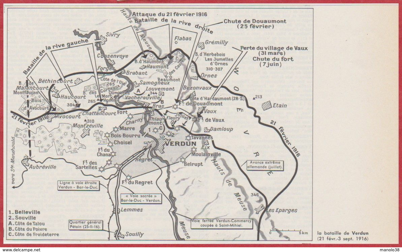 La Bataille De Verdun. 21 Févr-3 Sept 1916. Première Guerre Mondiale. Larousse 1960. - Historical Documents