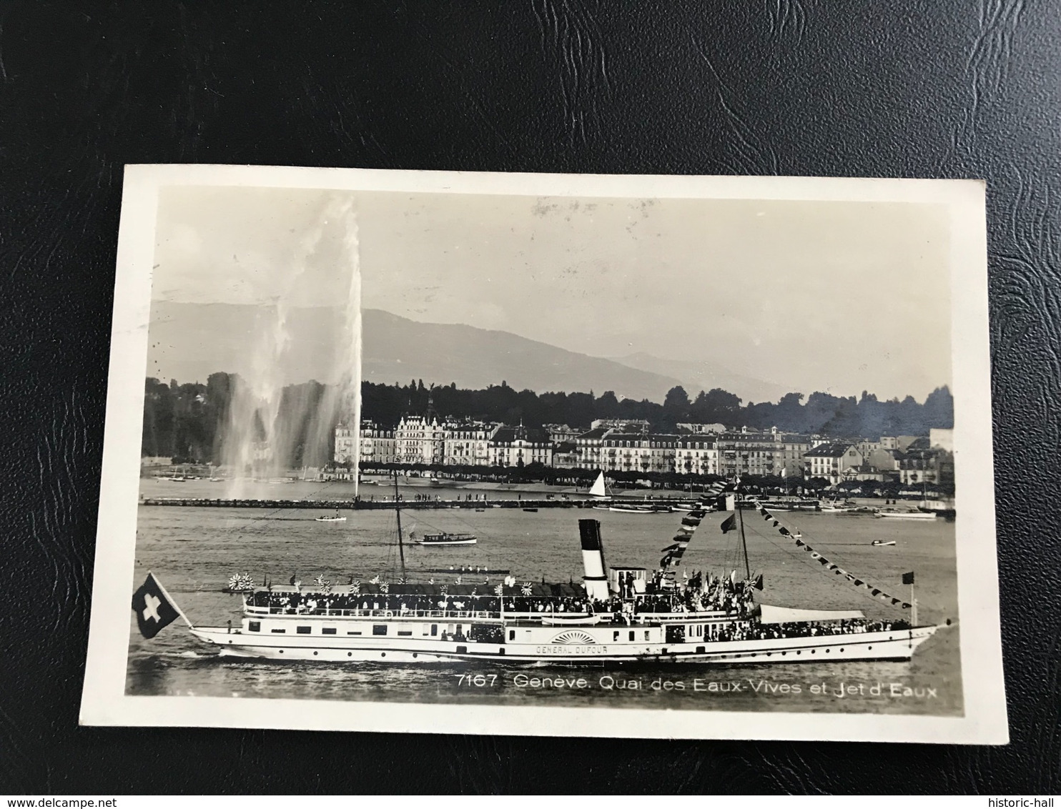 7167 - GENEVE Quai Des Eaux Vives Et Jet D’Eaux (bateau à Vapeur) 1929 Timbrée - Genève