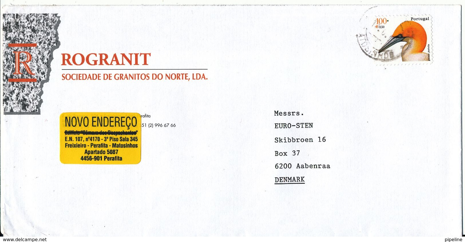 Portugal Cover Sent To Denmark Matosinhos 2001 Single Franked  BIRD - Cartas & Documentos