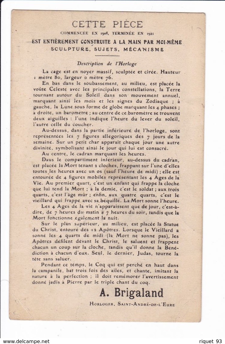 HORLOGE Astrologique En Bois De A Brigaland, Horloger à St-André De L'eure - Articles Of Virtu