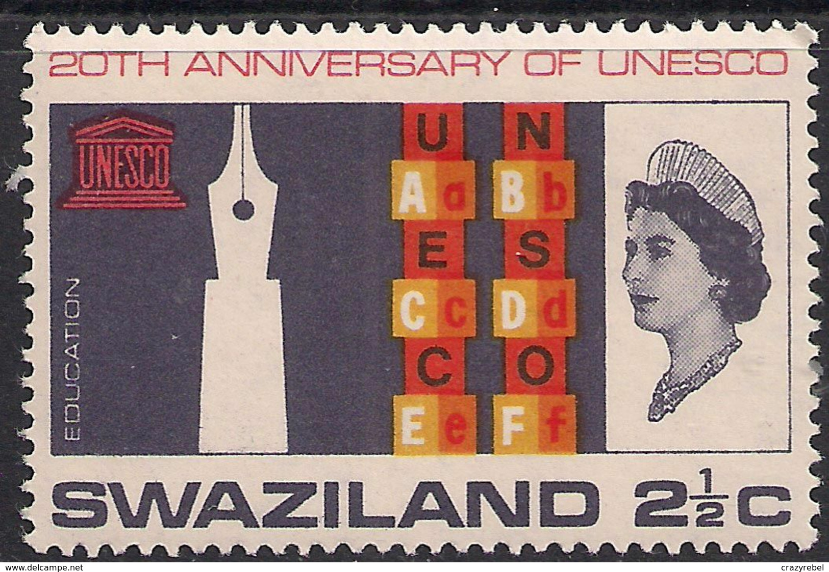 Swaziland 1966 QE2 2 1/2ct Anniversary UNESCO MM SG 121 ( M1165 ) - Swaziland (...-1967)