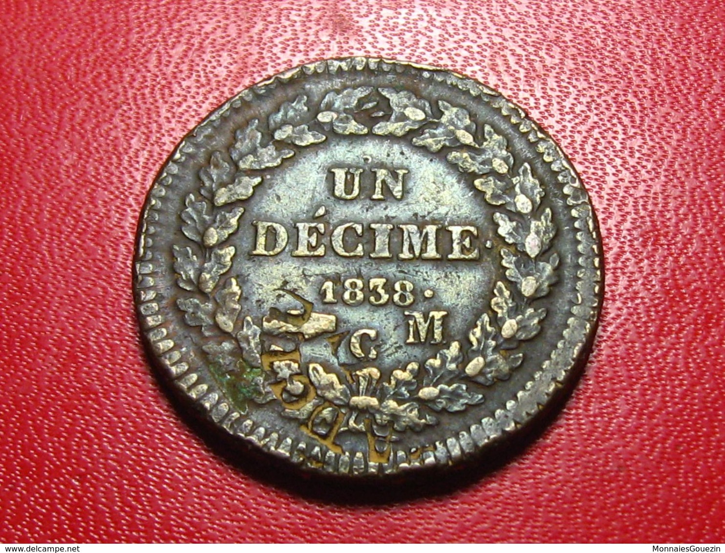 Monaco - Décime 1838 MC Avec Rare Contremarque Publicitaire 4886 - 1819-1922 Honoré V, Charles III, Albert I