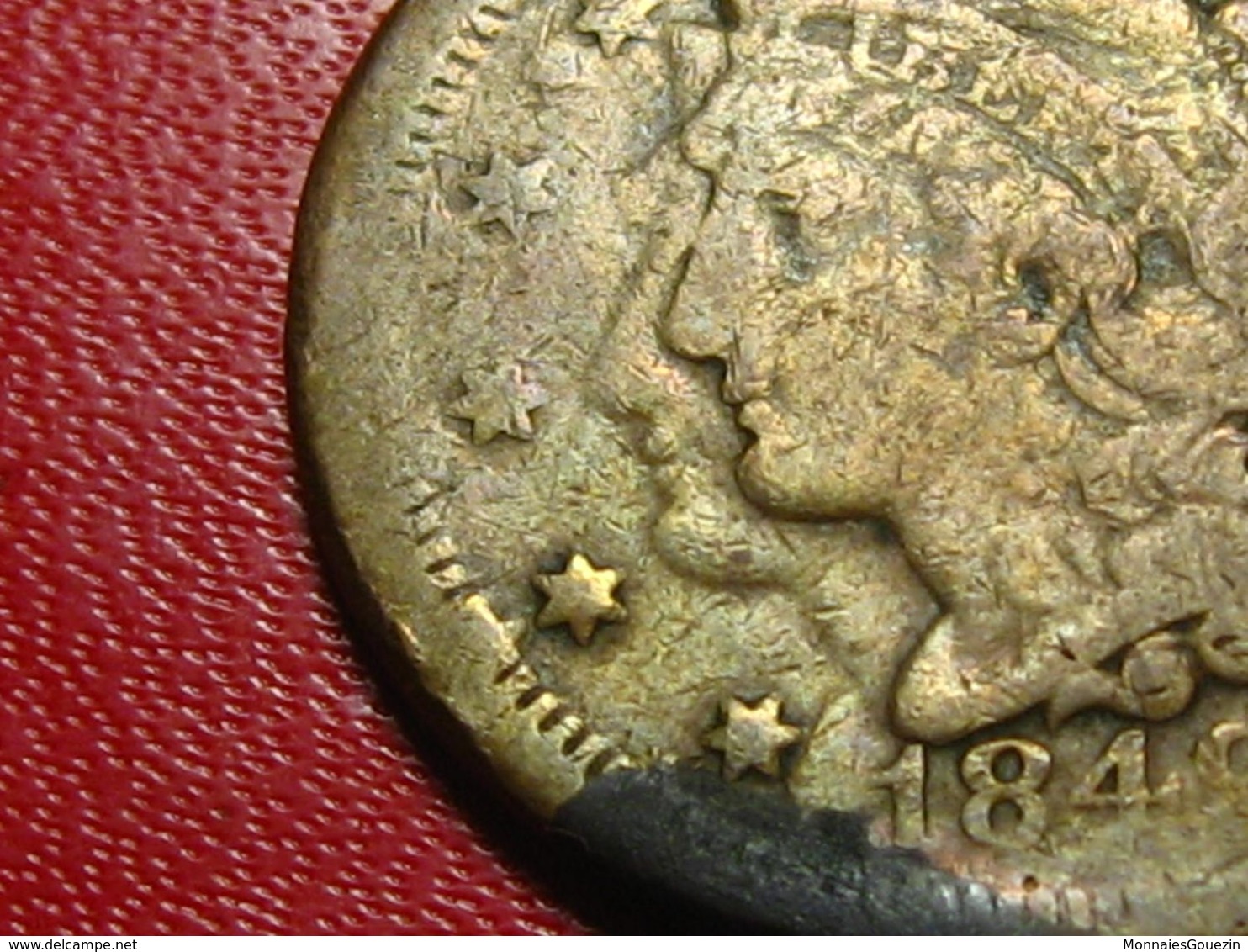 USA - One Cent 1844 Braided Hair - Double Strike Frappe Fautée Error 4879 - 1840-1857: Braided Hair (Cheveux Tressés)