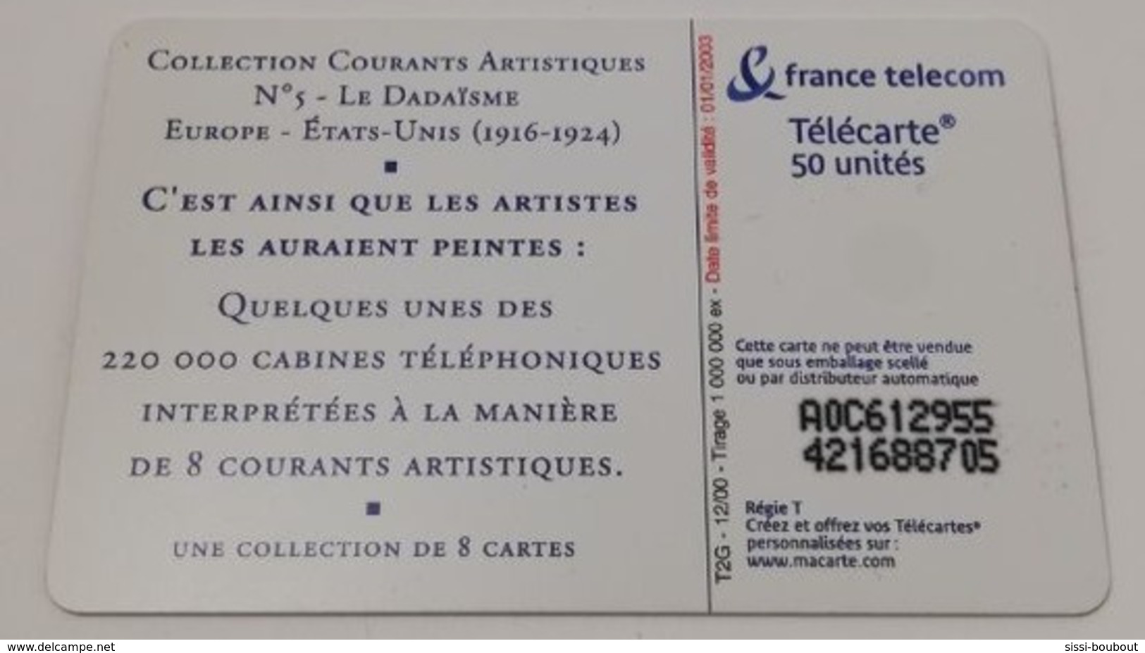 Télécarte - Collection: Courrants Artistiques: Carte N°5 - Le Dadaisme (Etats-Unis) - Culture