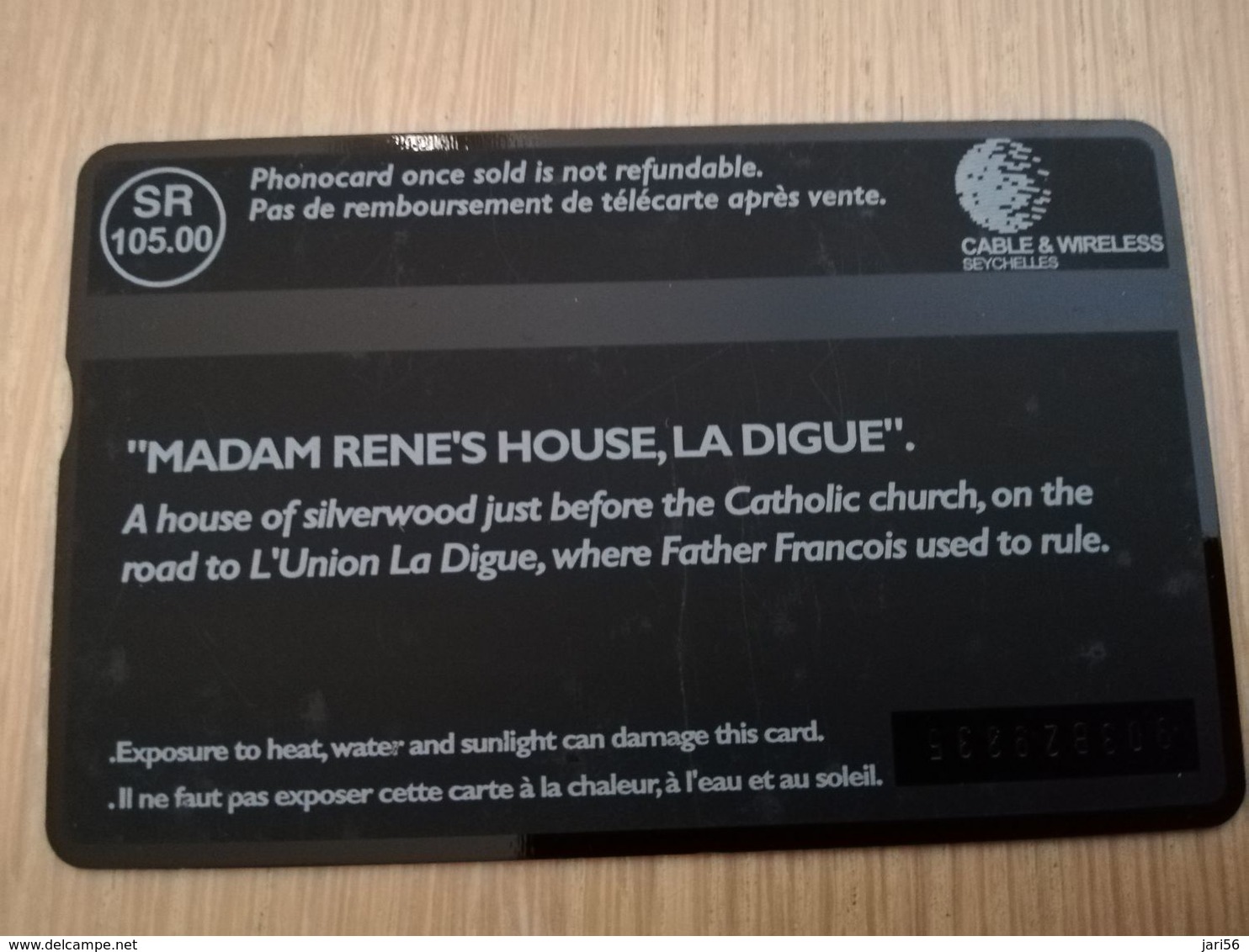 SEYCHELLES 120 Units  L&G  MADAM RENES HOUSE LA DIGUE   CONTROL 903B    Fine Used Card  **   ** 2985  ** - Sychelles