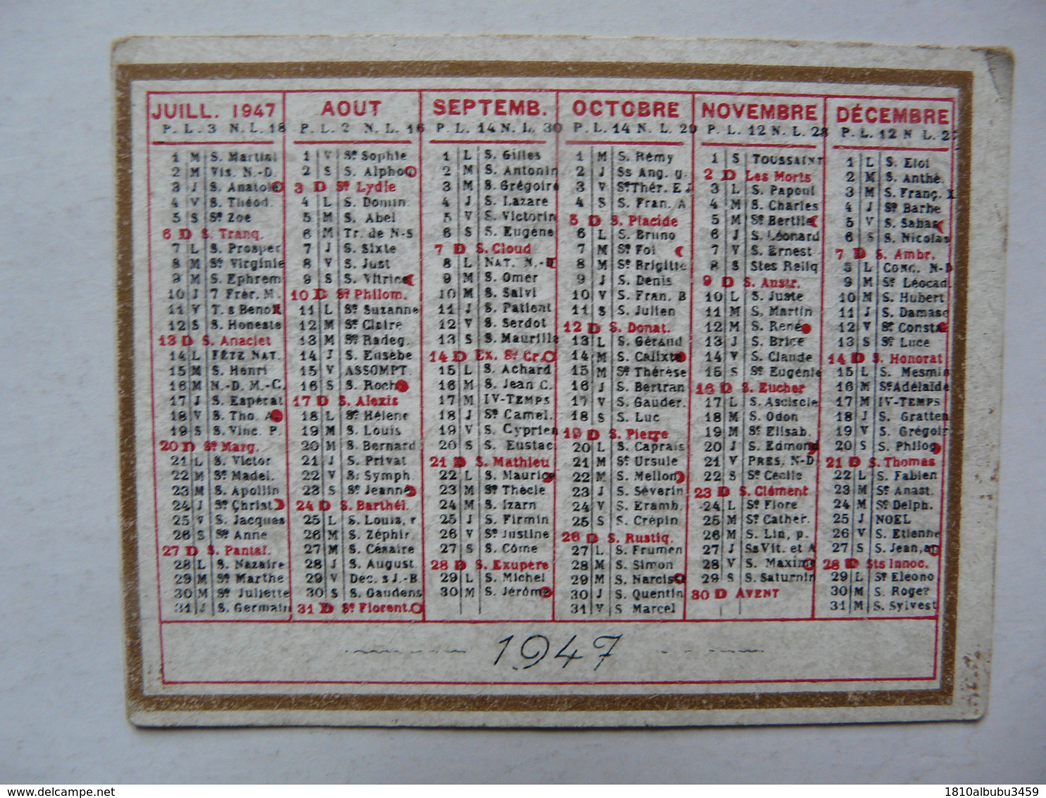 VIEUX PAPIERS - PETIT CALENDRIER 1947 - Klein Formaat: 1941-60