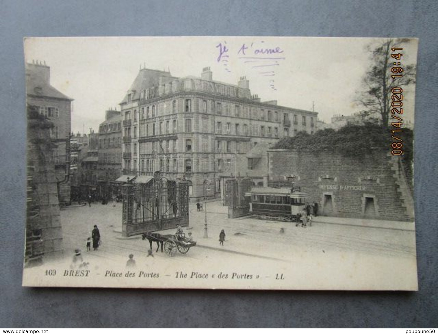 CPA 29 Finistère  BREST - Place Des Portes , Rue De Siam ,  Ligne De Tramway  Attelage Avec Cheval  1925 LL Paris - Brest