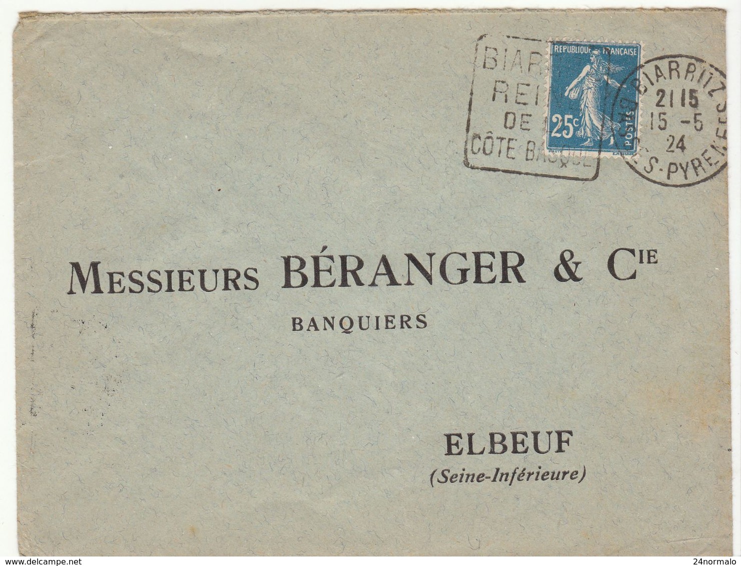 ESC 25c Semeuse O. Daguin Biarritz Basses Pyrénées 1924 - 1921-1960: Moderne