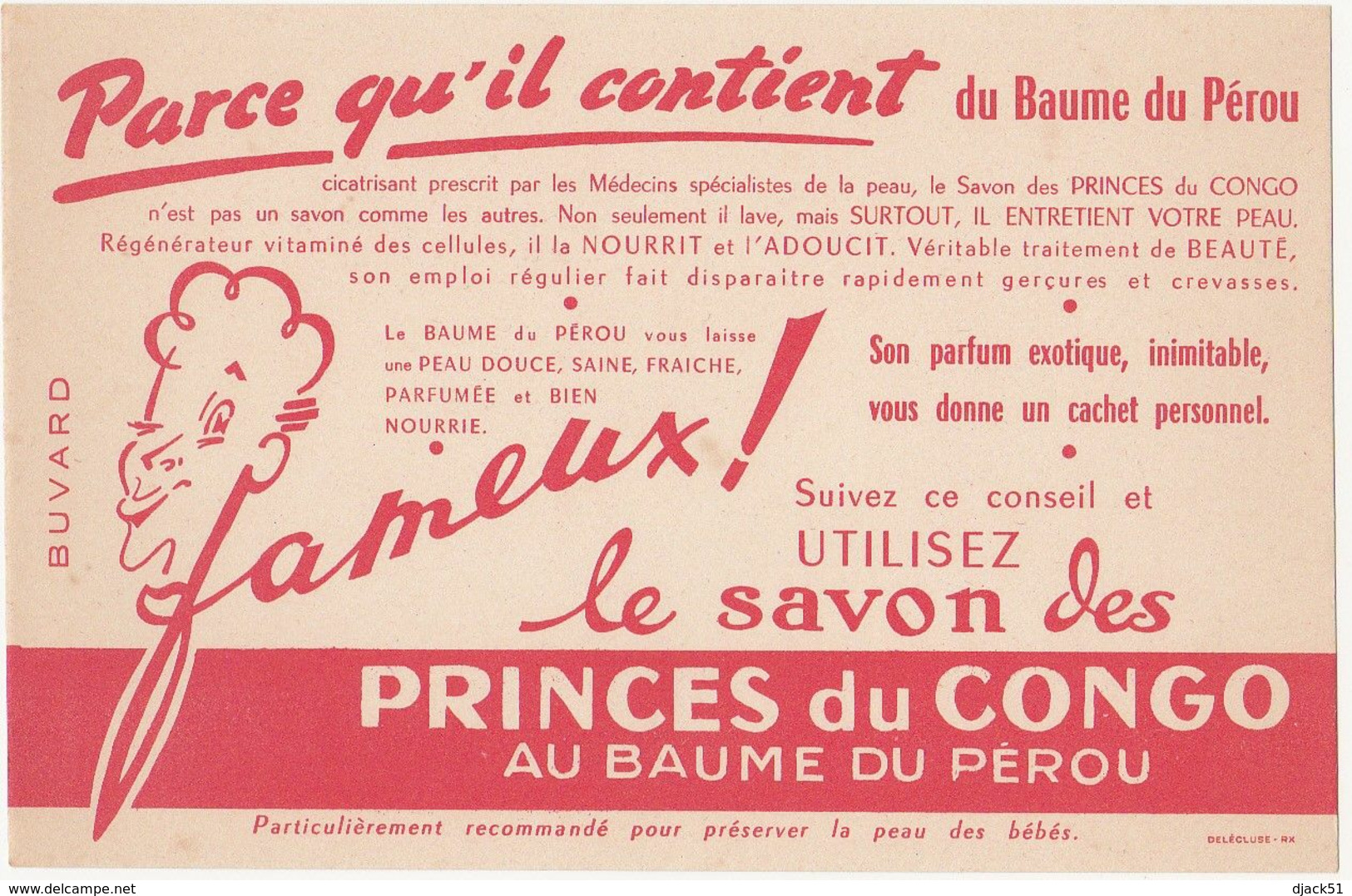 Très Ancien Buvard Savon Des PRINCES DU CONGO Au BAUME DU PEROU - Parfums & Beauté