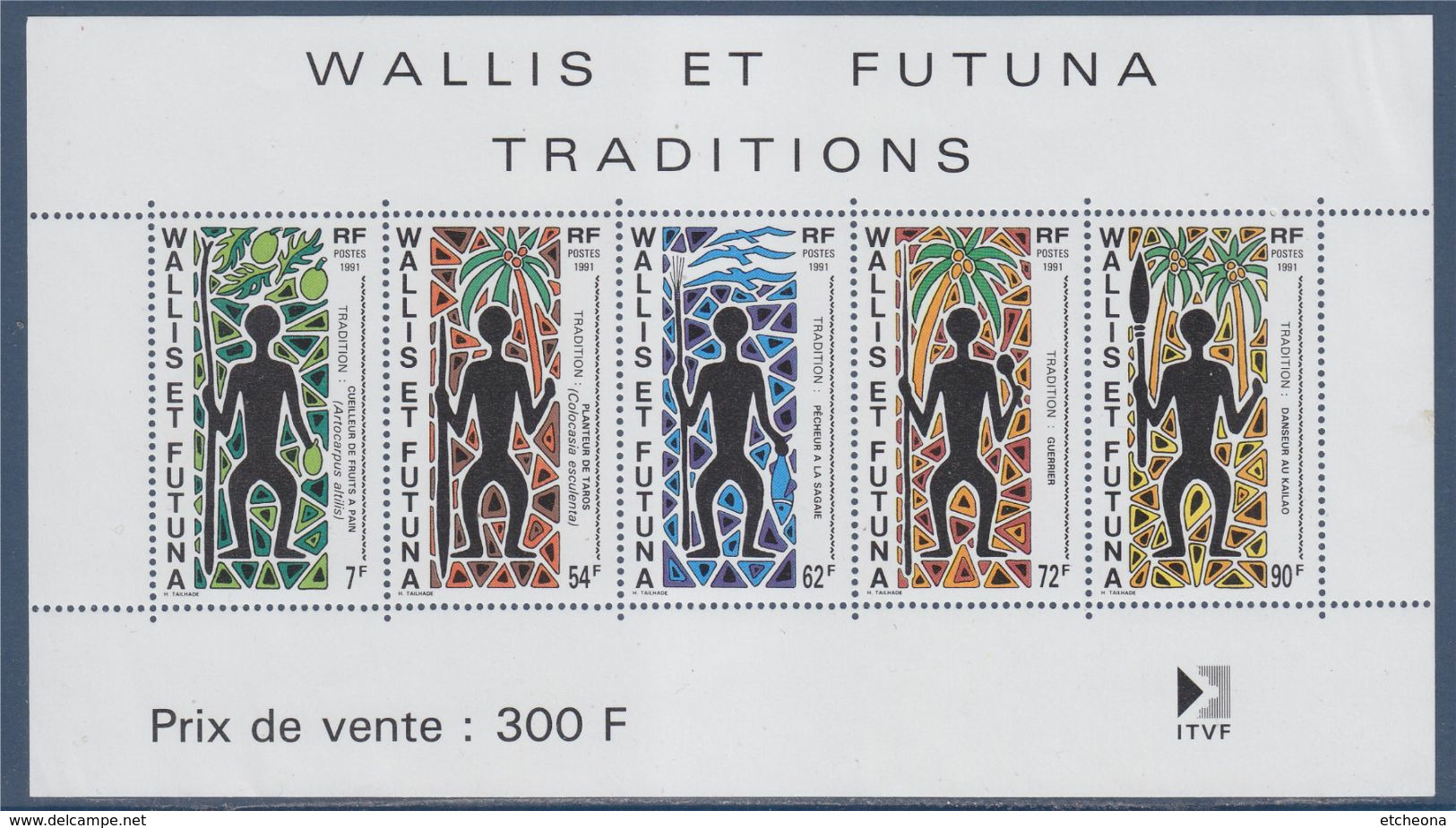 Bloc Neuf 5 Timbres Wallis Et Futuna Traditions Bloc N°5 Timbres 406 409 413 416 418 - Hojas Y Bloques