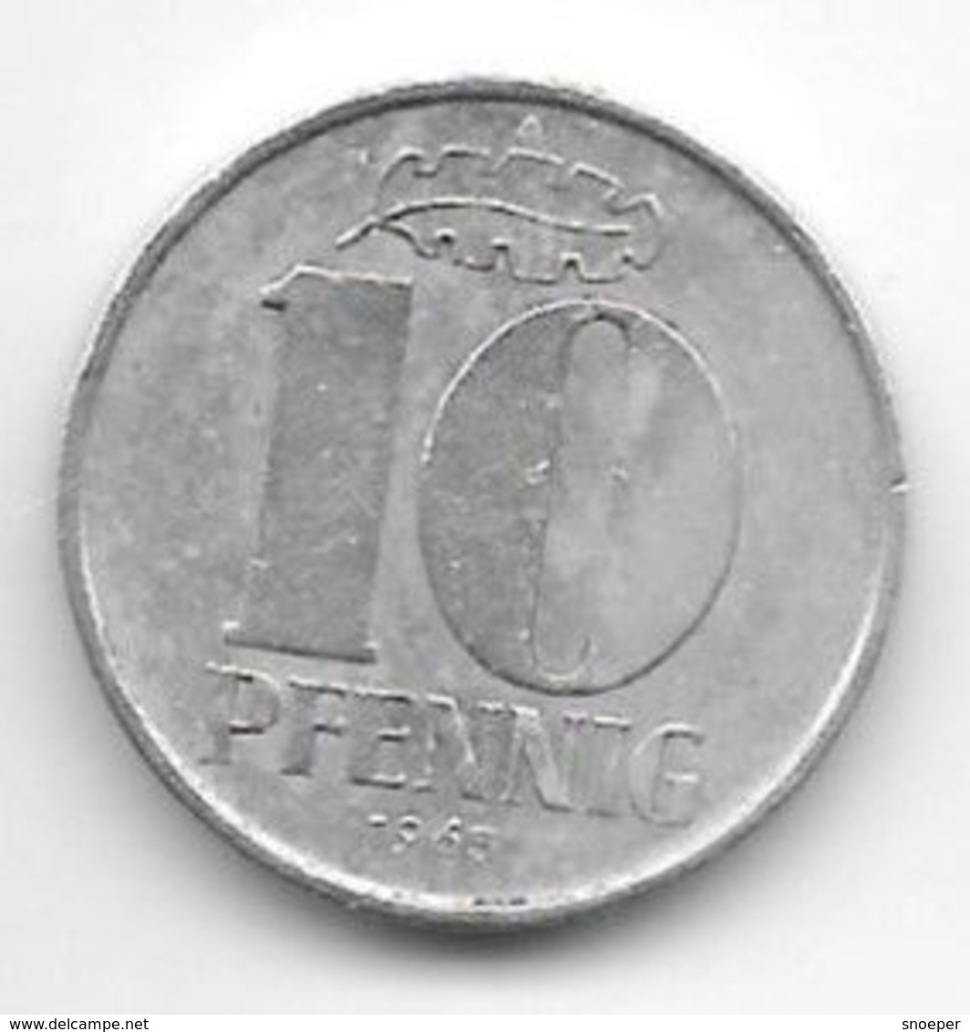 DDR 10 Pfennig 1965 A  Km 10  Vf+ - 10 Pfennig