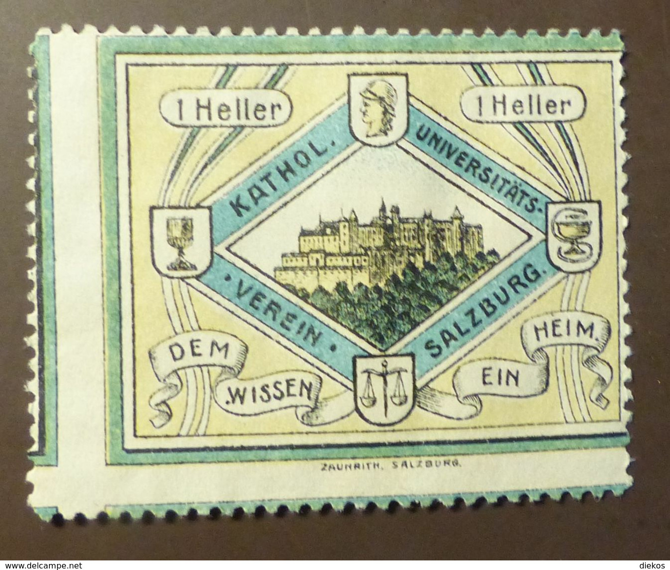 Werbemarke Cindarella Poster Stamp  Katholischer Universitätsverein  Salzburg #Werbe1876 - Erinofilia