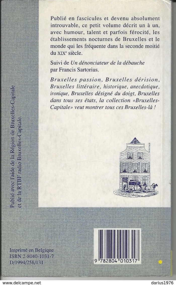 Bruxelles La Nuit. Physiologie Des établissements Noctures De Bruxelles (Mario Aris) - Auteurs Belges