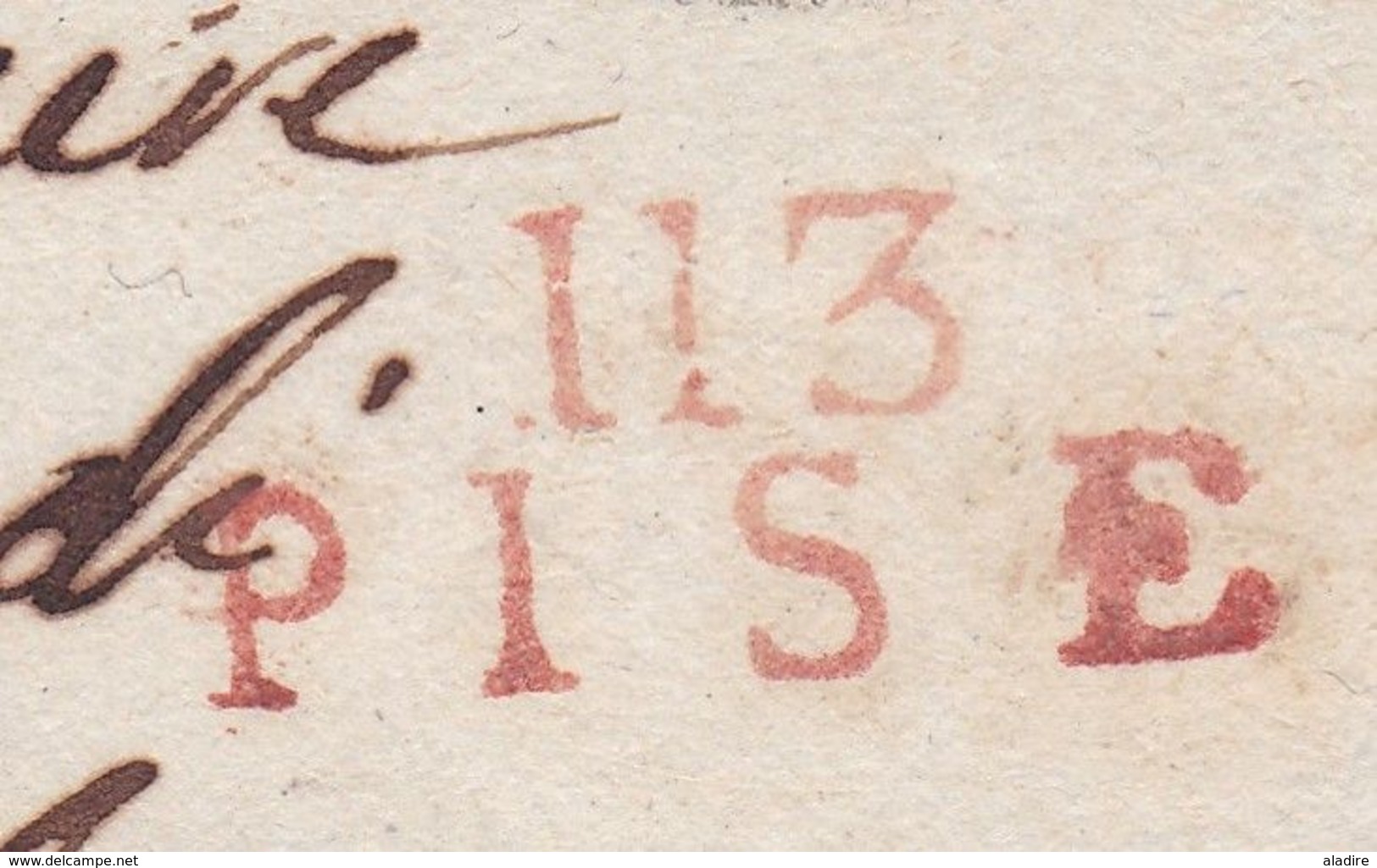 1808/1814 - Département Conquis De La Méditerranée - Marque Postale 113 PISE Pisa Sur Envel Pliée Vers Cascina, Italie - 1792-1815: Départements Conquis