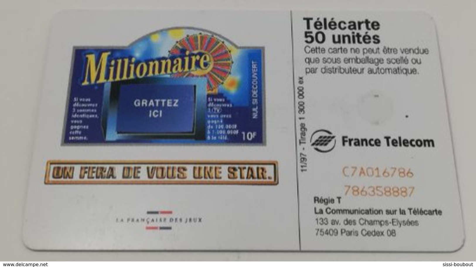 Télécarte - MILLIONAIRE - La Française Des Jeux - Une Star - Games