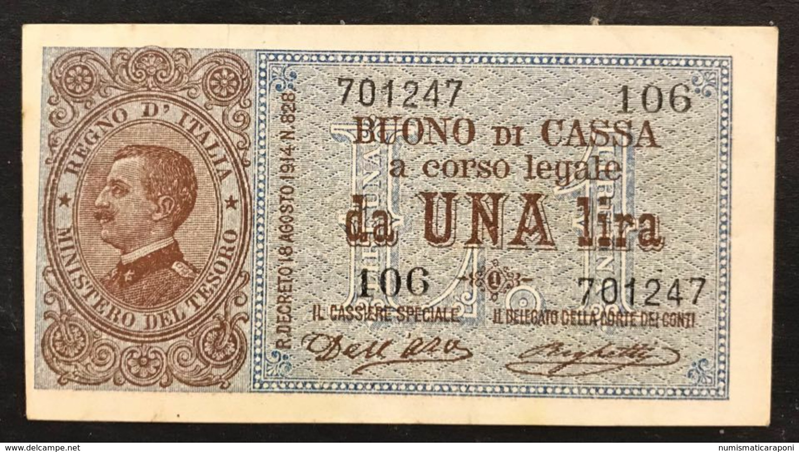 Vittorio Emanuele III° 1 Lira 21 09 1914 Spl+ Macchioline  LOTTO 1404 - Italia – 1 Lira