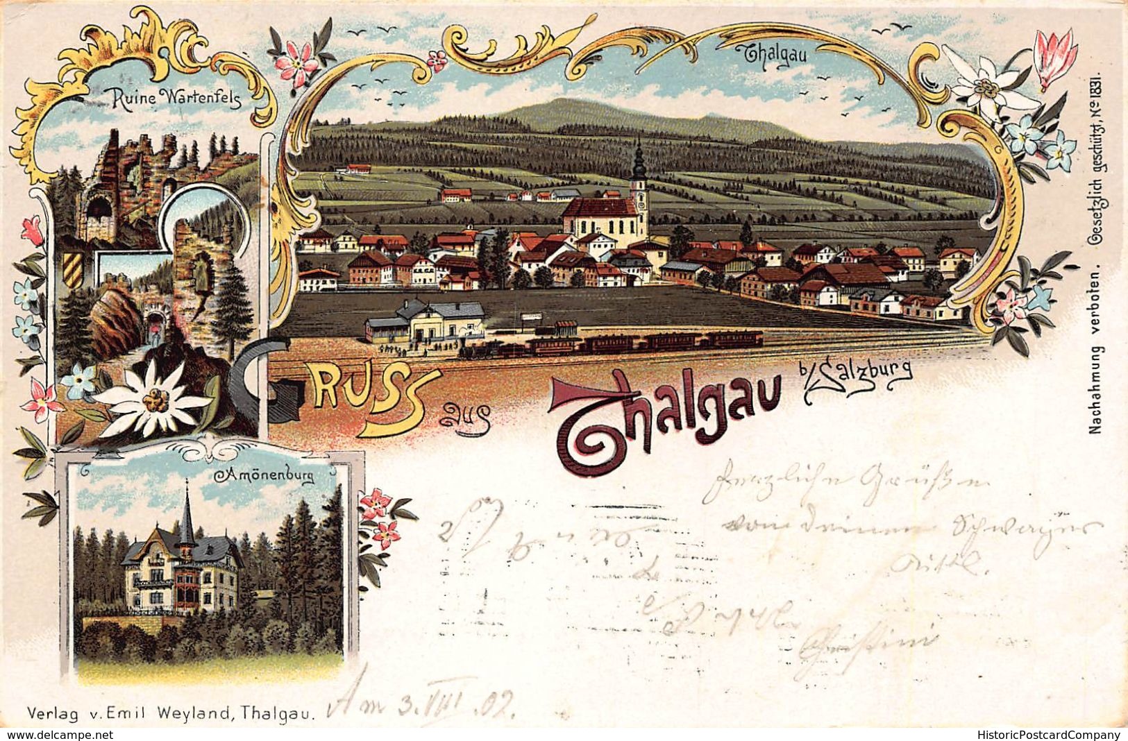 THALGAU Bei SALZBURG AUSTRIA~PANORAMA-RUINE WARTENFELS-AMONENBURG~ 1902 PHOTO POSTCARD 48255 - Thalgau