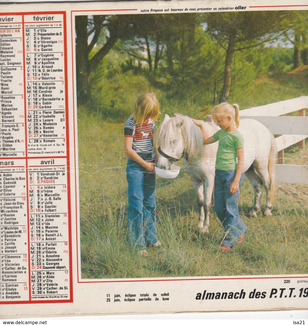 Almanach Du Facteur, Calendrier De La Poste, 1983 Côte D'Or, Faon, Poney Blanc - Groot Formaat: 1981-90