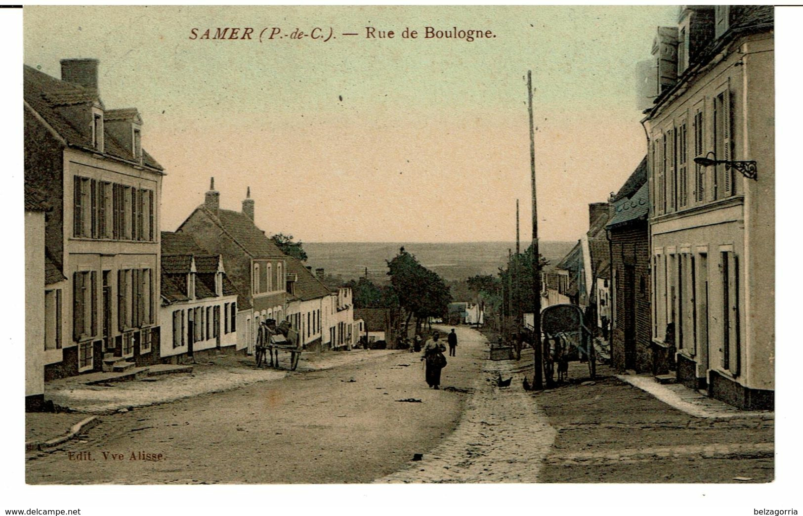 SAMER  -   Rue De Boulogne  -   (  Carte Colorisée ) - Samer