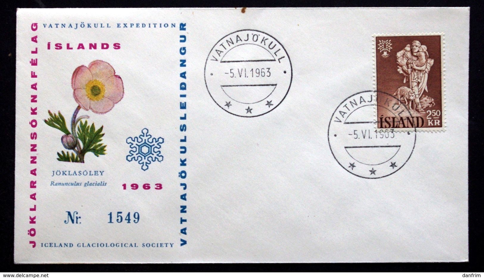 Iceland 1963 Glaciological Society Expedition Cover   Minr.340  ( Lot 121 ) - Covers & Documents