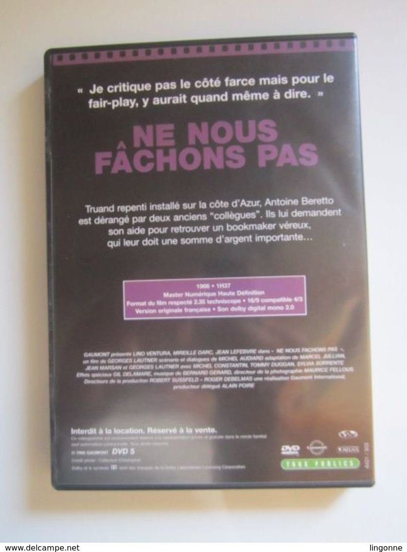 DVD : Ne Nous Fâchons Pas - ( Lino Ventura ) - Action, Adventure