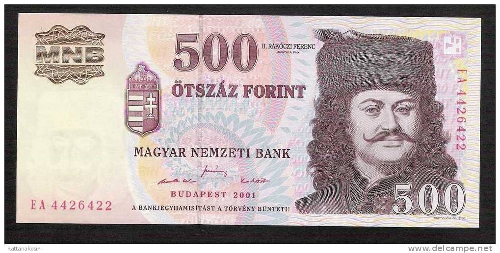 HONGRIE HUNGARY P188a  500  FORINT   2001  Prefix EA   UNC. - Hungary