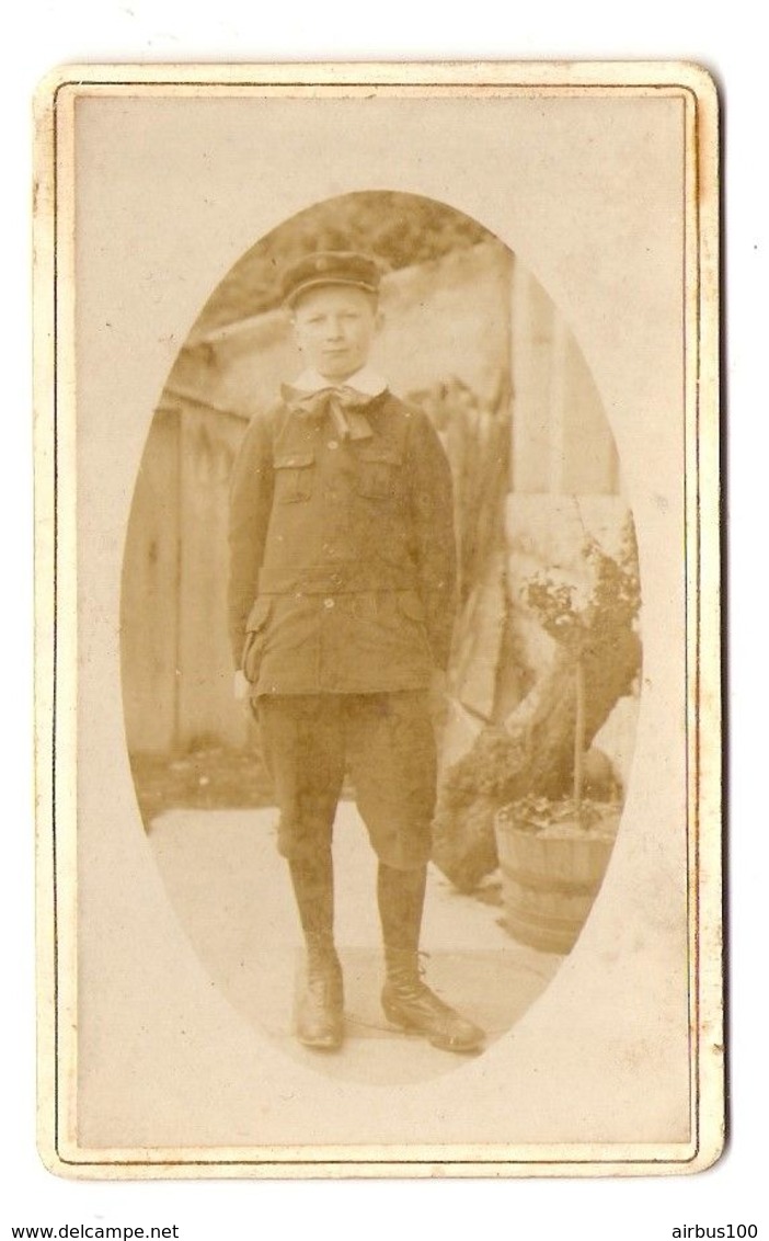 FOTO PHOTO CDV DÉBUT 20 ème SIECLE - PETIT GARCON En UNIFORME D'ÉCOLIER - ÉLEVE - LITTLE BOY In SCHOOL UNIFORM - Personnes Anonymes