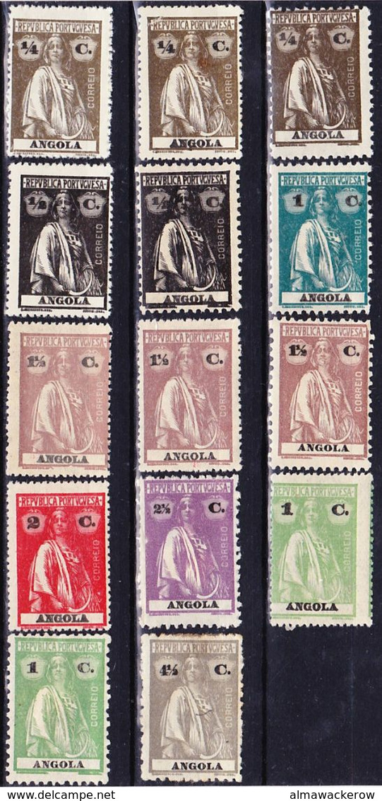 Angola 1914-1926 Lot Ceres Definitives With Different Dentations, MNH/MH **/* - Angola