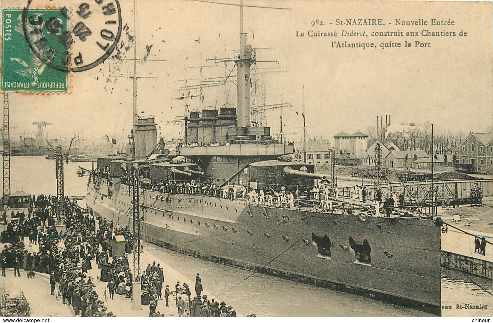 SAINT NAZAIRE LE CUIRASSE DIDEROT CONSTRUIT AUX CHANTIERS DE L'ATLANTIQUE QUITTE LE PORT - Saint Nazaire