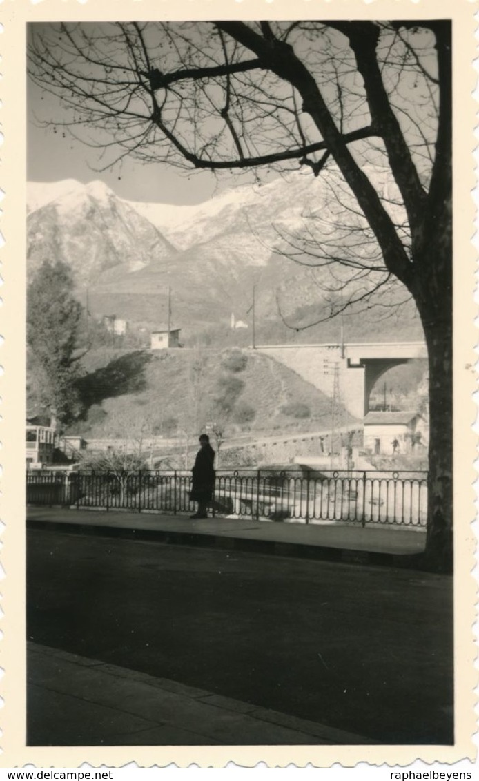 Snapshot Breil Sur Roya Alpes Maritimes Massif Neigeux Pont Balustre Vintage - Lieux