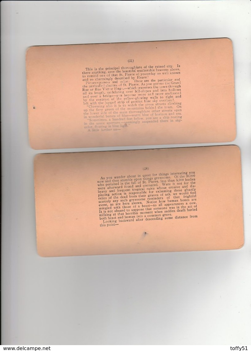 2 PHOTO STÉRÉOSCOPIQUE COLLÉES SUR CARTON MARTINIQUE GRAND RUE VICTOR HUGO,THE ABOMINATION DÉSOLATION ST PIERRE - Stereoscopio