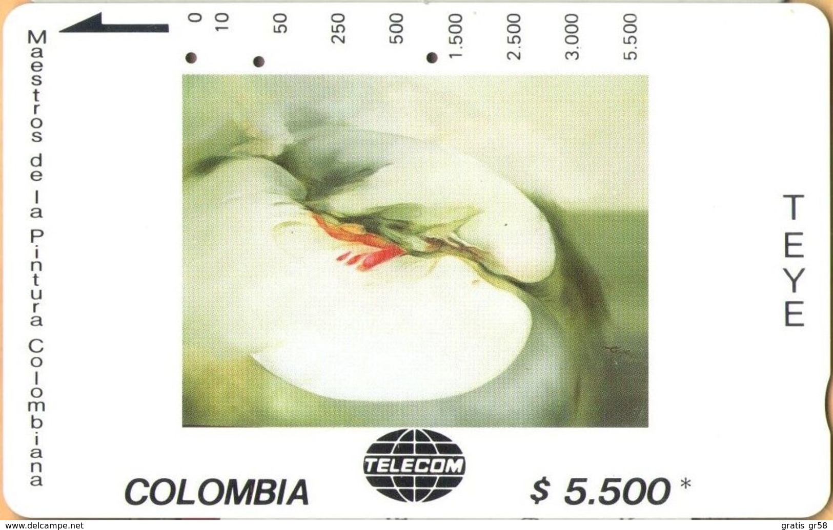 Colombia - CO-MT-55, Tamura, Melus, Teye, Art, 5,500 $, 10.000ex, Used As Scan - Colombia