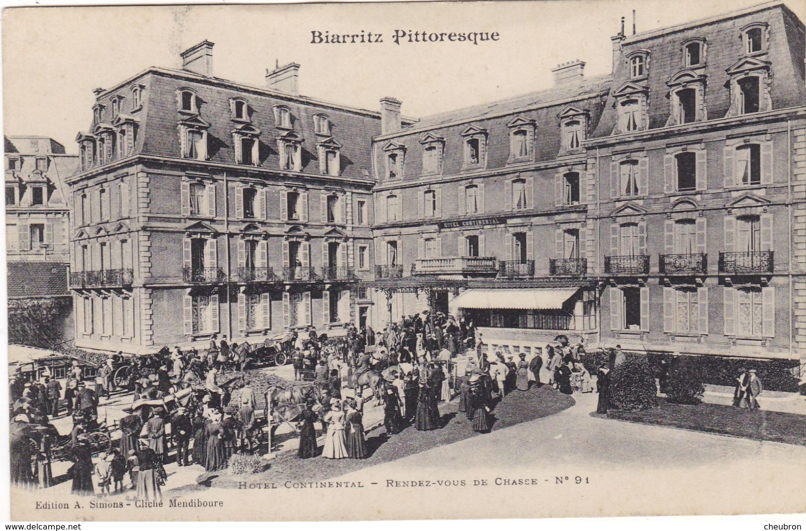 64 BIARRITZ. CPA. HOTEL CONTINENTAL. RENDEZ VOUS DE CHASSE - Biarritz
