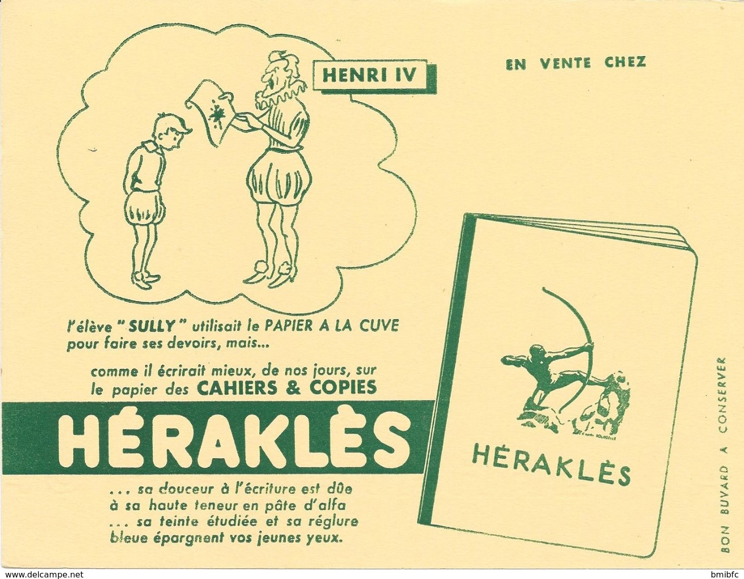 CAHIERS & COPIES - HERAKLES -  HENRI IV - L'élève "SULLY" Utilisait Le PAPIER A LA CUVE Pour ......................... - Papeterie