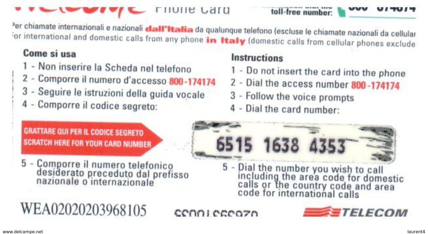 (16-8-202 X) Telecom Italia - ネコ -Carte Tephone / Phonecard / Telefonkarte / Carta Telefonica / Tarjeta Telefónica - Opérateurs Télécom