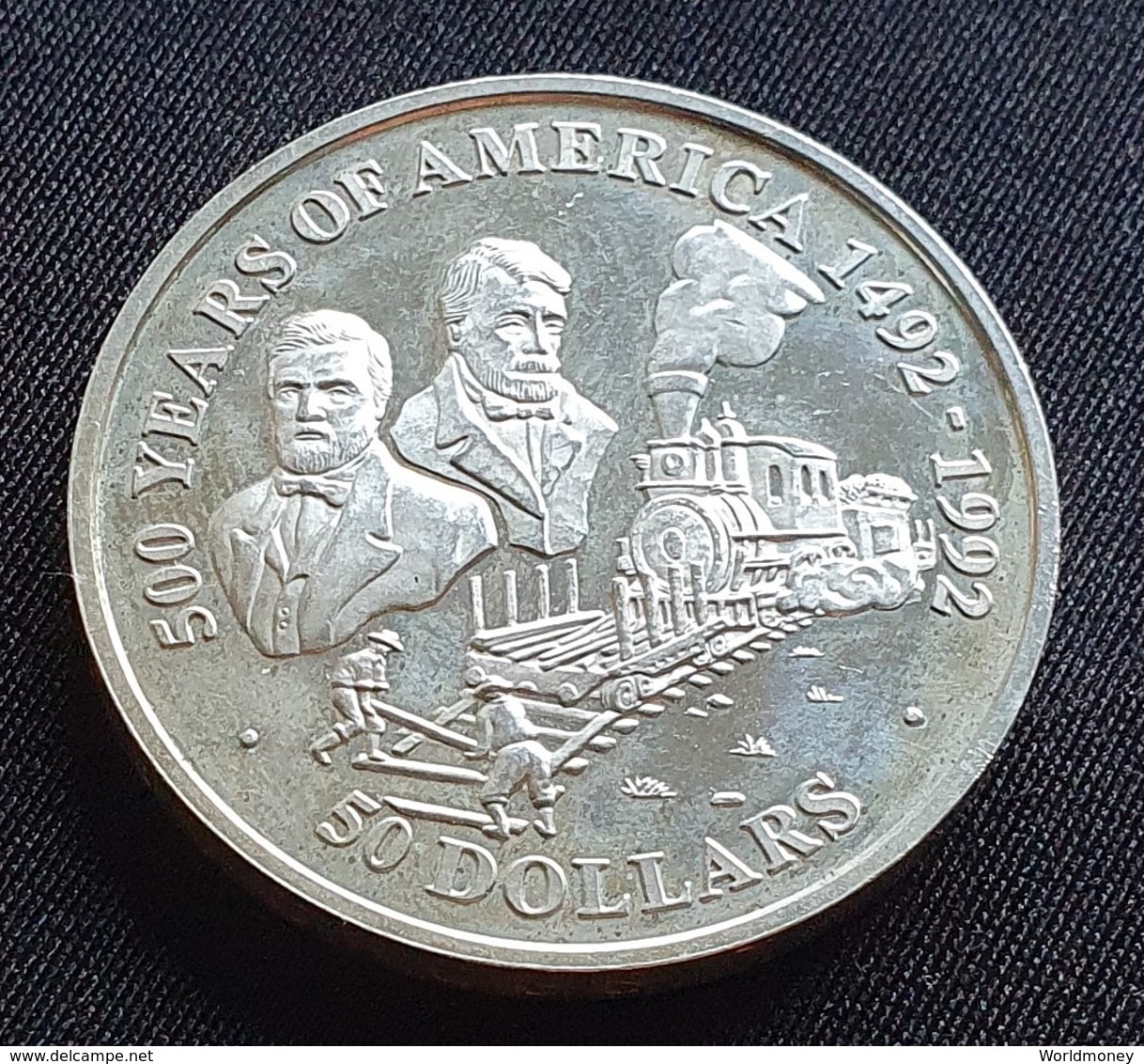 Cook Islands 50 Dollars 1991(First U.S. Transcontinental Railroad) - Islas Cook