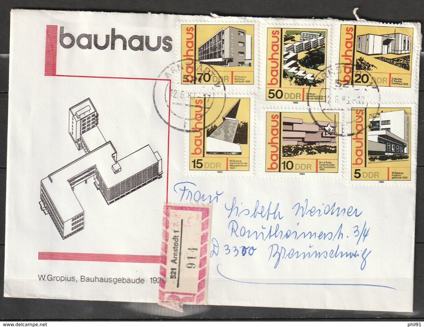 R.D.A.   Constructions "Bauhaus"    Sur Lettre  N° Y&T  2169 à 2174 - Sonstige & Ohne Zuordnung