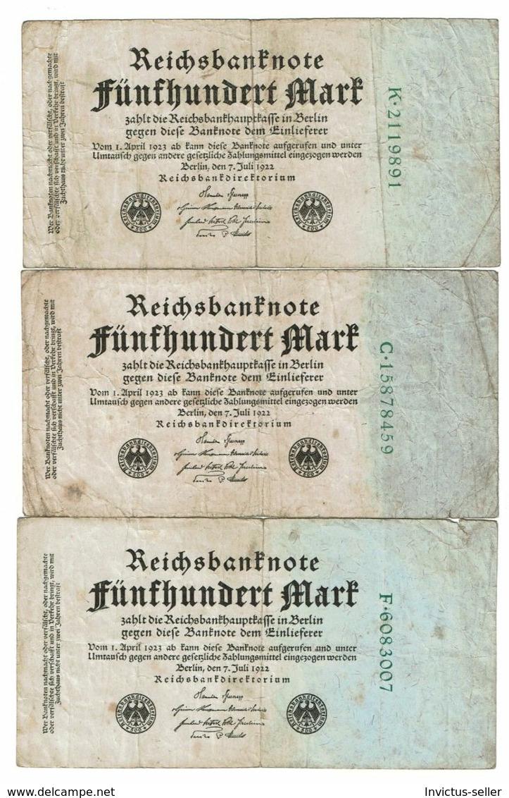 1922  GERMANIA REPUBBLICA DI WEIMAR BANCONOTE TEDESCA 500 FUNFHUNDERT MARK GERMANY BANKNOT BILLET DE BANQUE ALLEMAND - 500 Mark