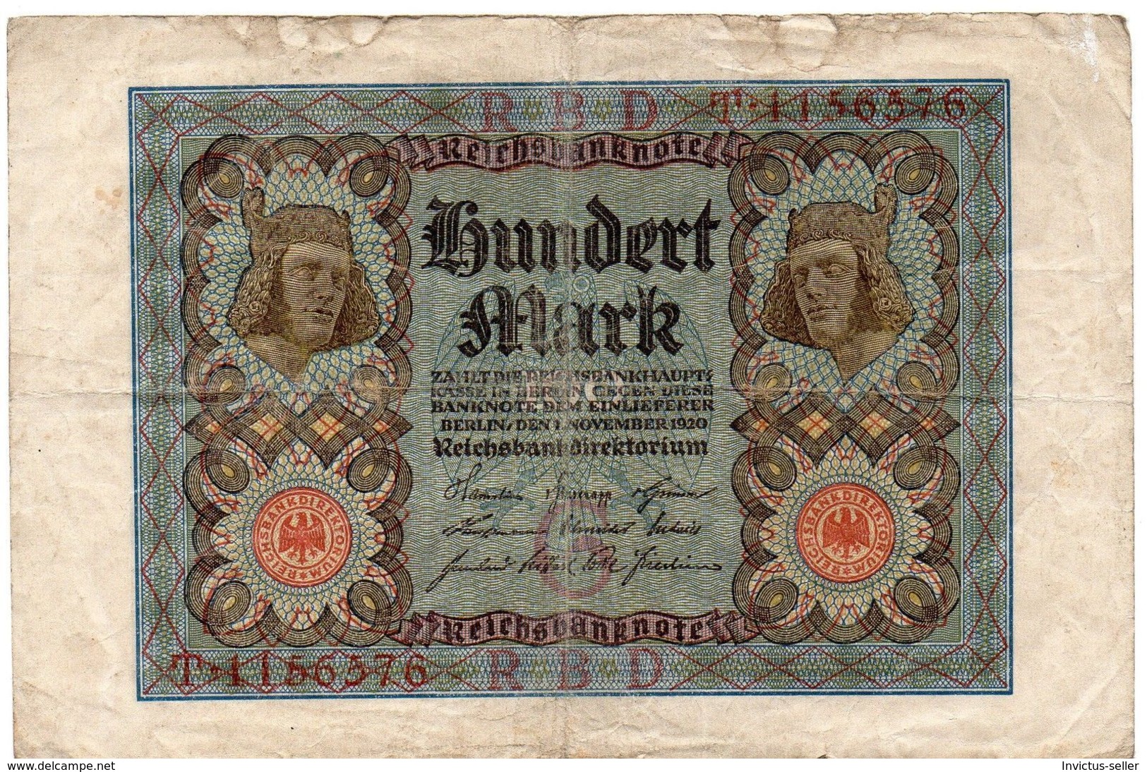 1920  GERMANIA REPUBBLICA DI WEIMAR BANCONOTE TEDESCA 100 HUNDERT MARK GERMANY BANKNOT BILLET DE BANQUE ALLEMAND - 100 Mark