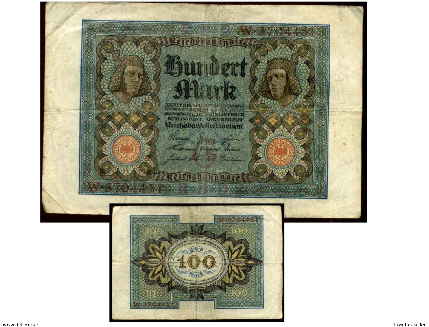 1920  GERMANIA REPUBBLICA DI WEIMAR BANCONOTE TEDESCA 100 HUNDERT MARK GERMANY BANKNOT BILLET DE BANQUE ALLEMAND - 100 Mark