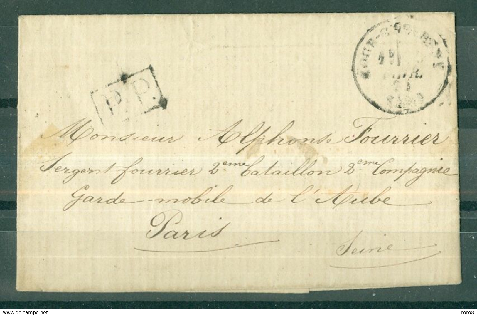 MARQUES POSTALES - Lettre De Février 1871 Adressée En Franchise à Un Garde Mobile à Paris. - 1801-1848: Precursors XIX