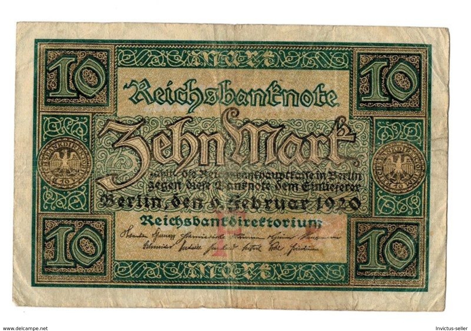 1920  GERMANIA REPUBBLICA DI WEIMAR BANCONOTE TEDESCA 10 ZEHN MARK GERMANY BANKNOT BILLET DE BANQUE ALLEMAND - 10 Mark