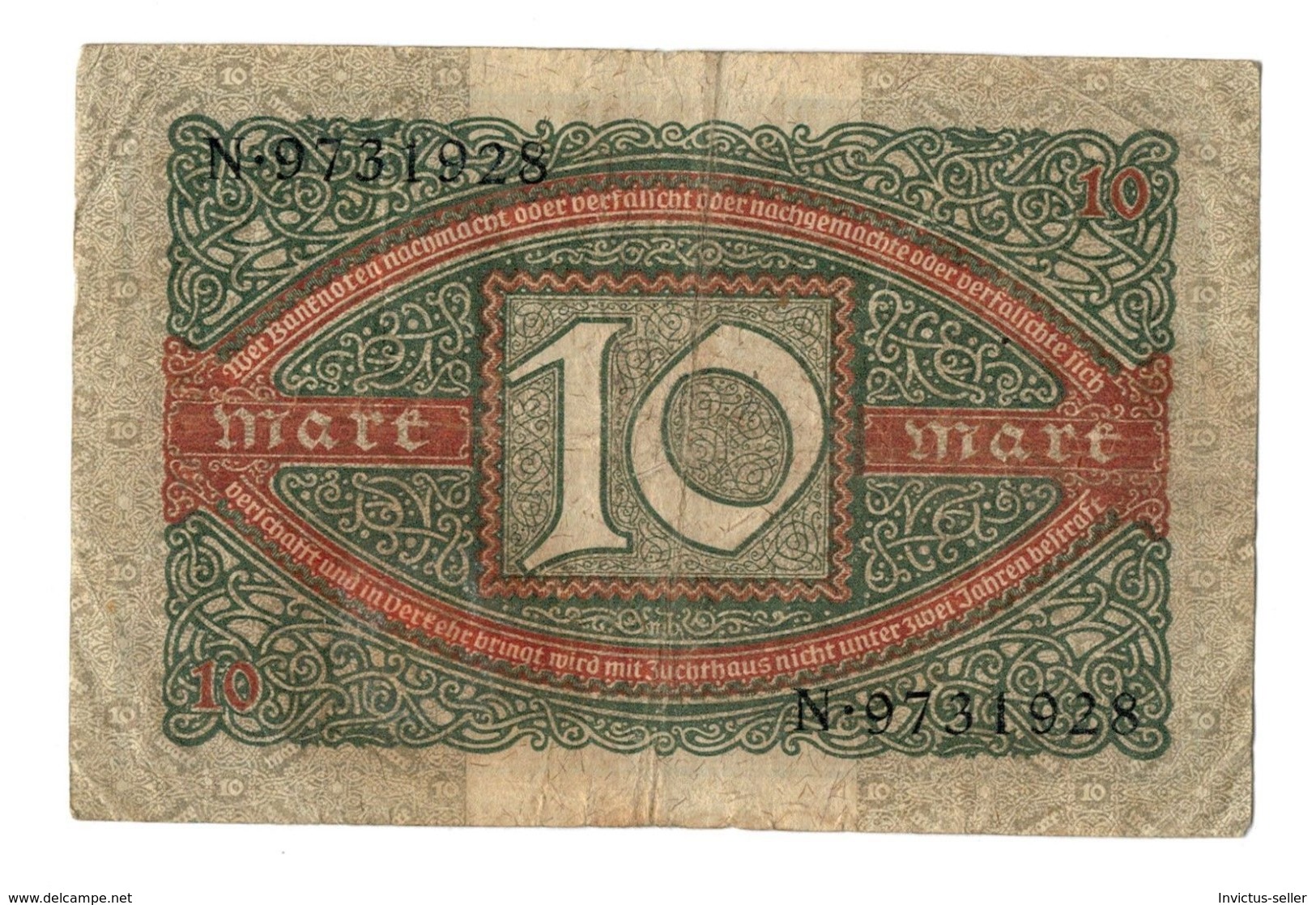 1920  GERMANIA REPUBBLICA DI WEIMAR BANCONOTE TEDESCA 10 ZEHN MARK GERMANY BANKNOT BILLET DE BANQUE ALLEMAND - 10 Mark