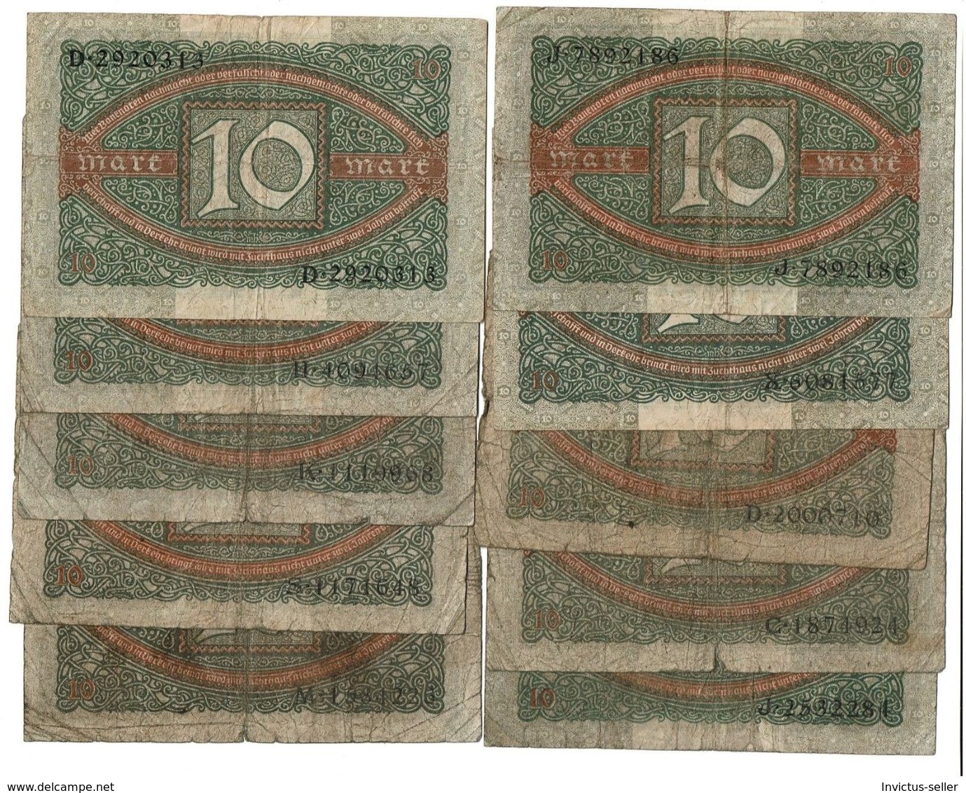 1920  GERMANIA REPUBBLICA DI WEIMAR BANCONOTE TEDESCA 10 ZEHN MARK GERMANY BANKNOT BILLET DE BANQUE ALLEMAND - 10 Mark