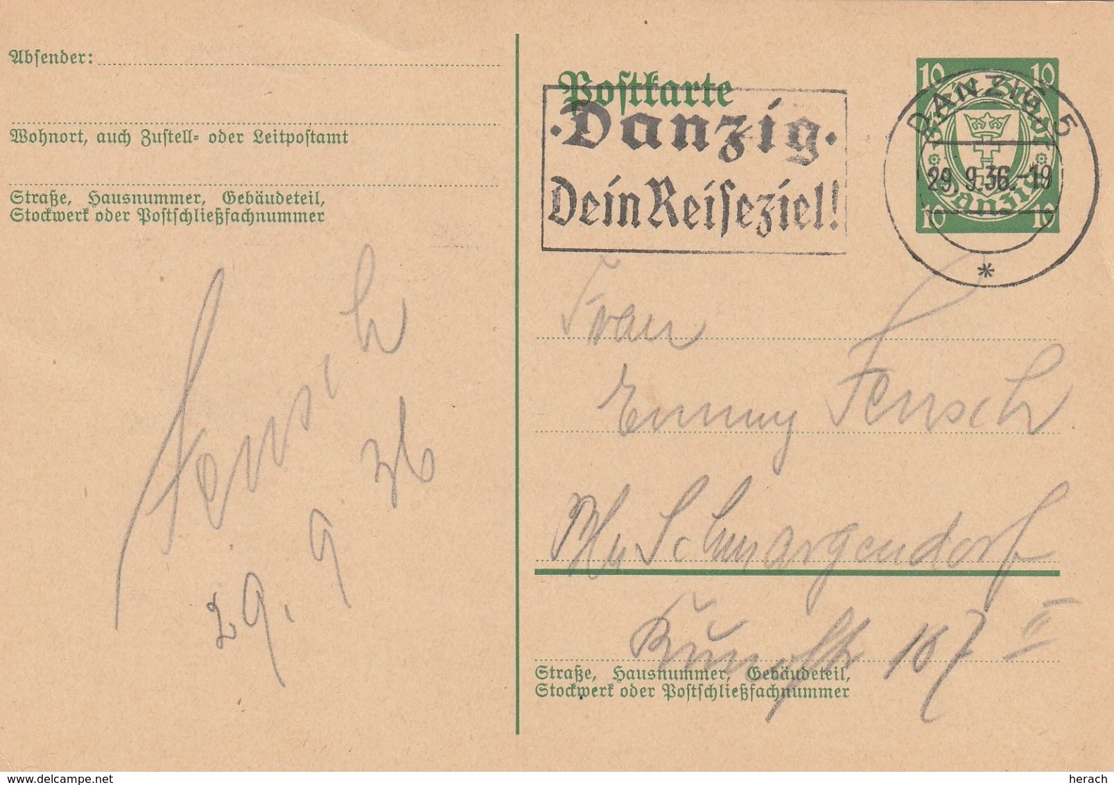 Danzig Entier Postal 1936 - Postal  Stationery