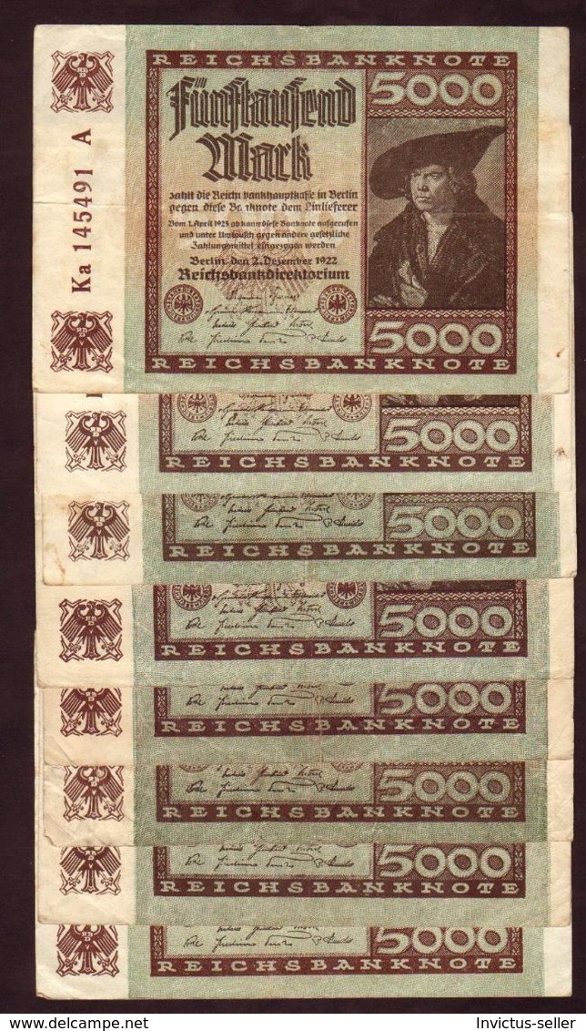 1922  GERMANIA REPUBBLICA DI WEIMAR BANCONOTE TEDESCA 5000 FUNFTAUSEND MARK GERMANY BANKNOT BILLET DE BANQUE ALLEMAND - 5.000 Mark