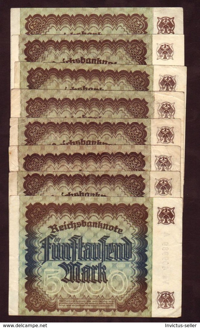 1922  GERMANIA REPUBBLICA DI WEIMAR BANCONOTE TEDESCA 5000 FUNFTAUSEND MARK GERMANY BANKNOT BILLET DE BANQUE ALLEMAND