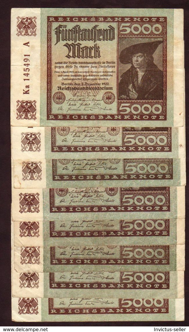 1922  GERMANIA REPUBBLICA DI WEIMAR BANCONOTE TEDESCA 5000 FUNFTAUSEND MARK GERMANY BANKNOT BILLET DE BANQUE ALLEMAND