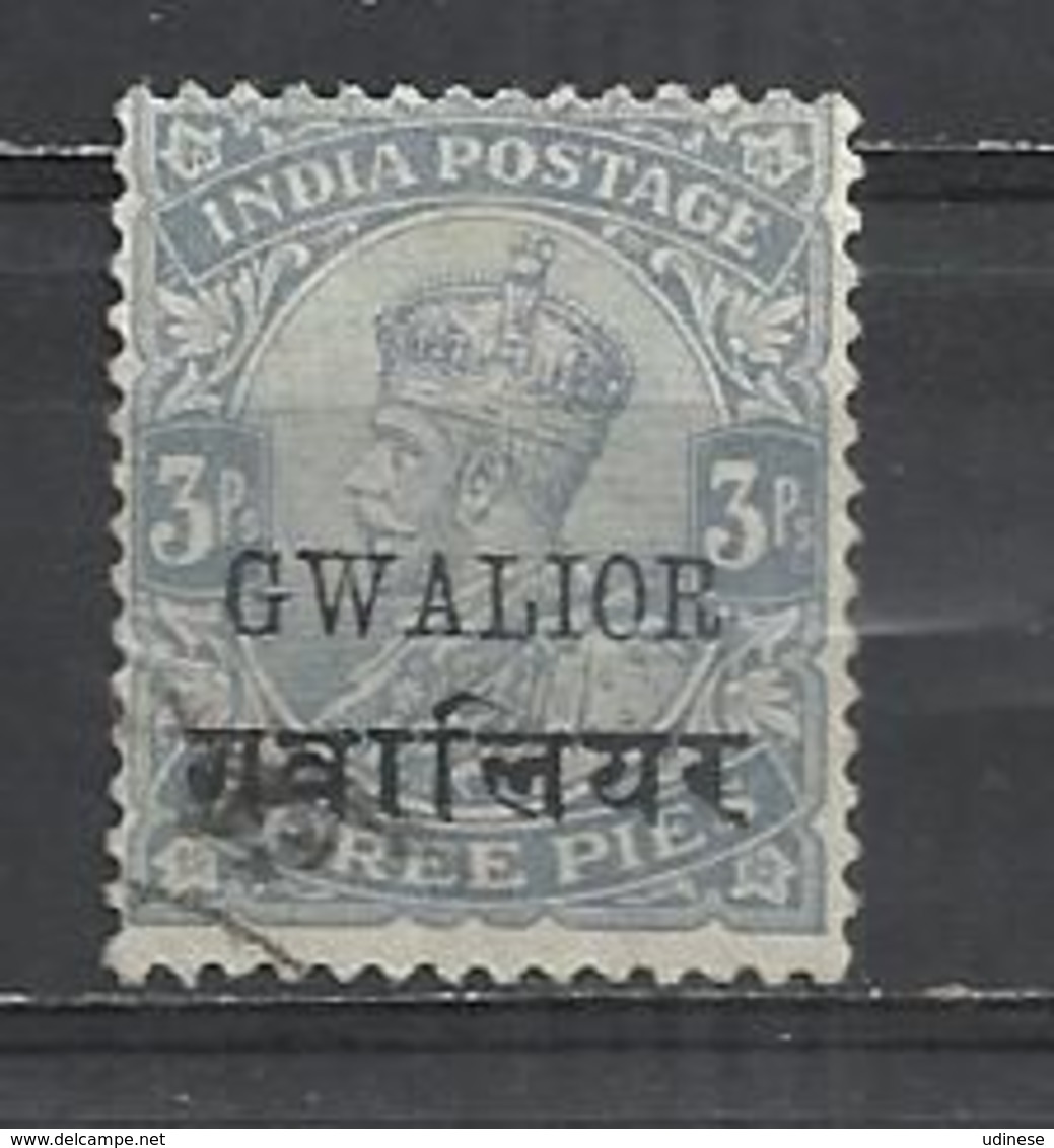 INDIAN PRINCELY STATES - GWALIOR 1928 - KING GEORGE V OVERPRINTED - OBLITERE USED GESTEMPELT USADO - Gwalior