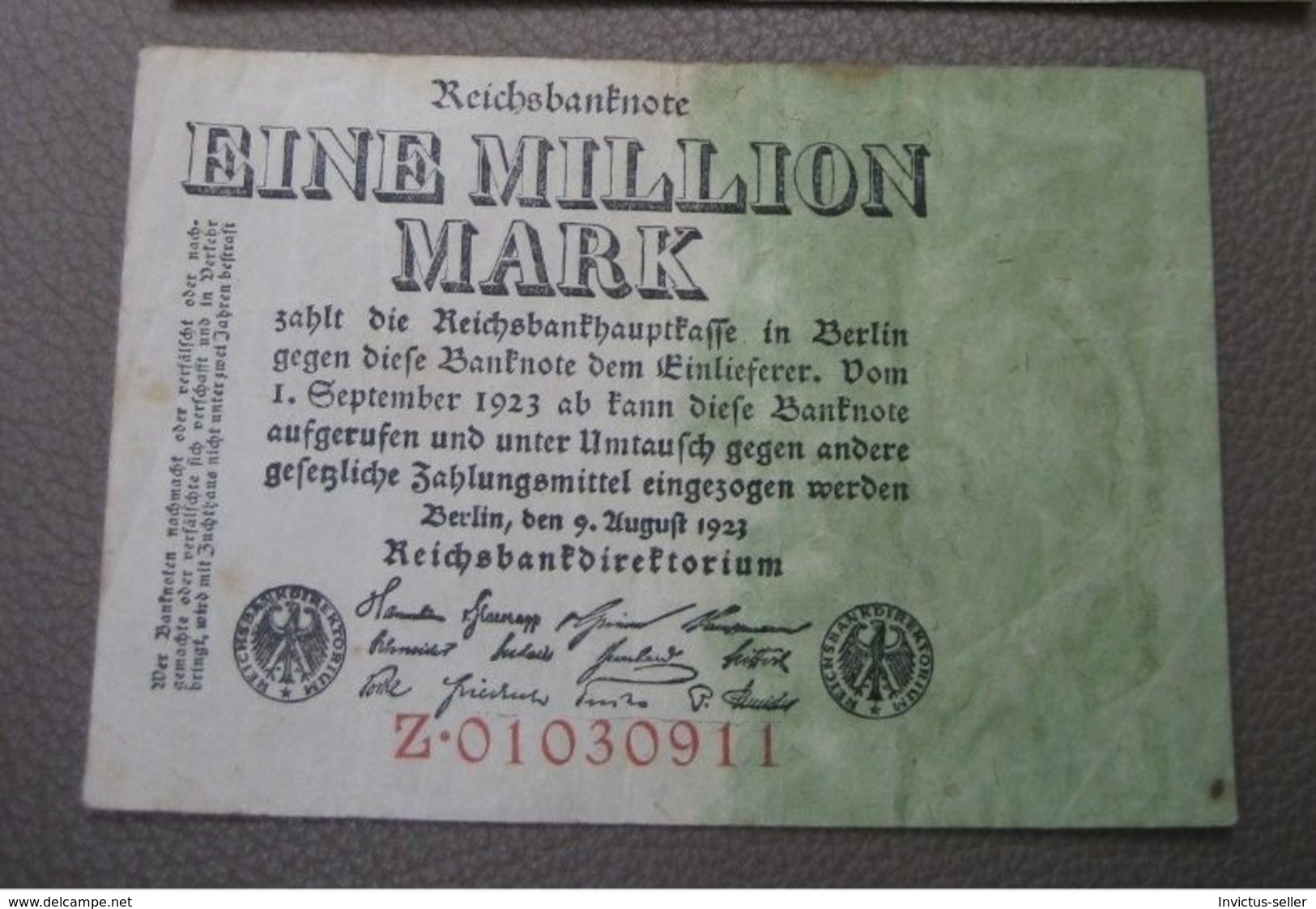 1923  GERMANIA REPUBBLICA DI WEIMAR BANCONOTE TEDESCA 1000000 EIN MILLION MARK GERMANY BANKNOT BILLET DE BANQUE ALLEMAND - 1 Mio. Mark